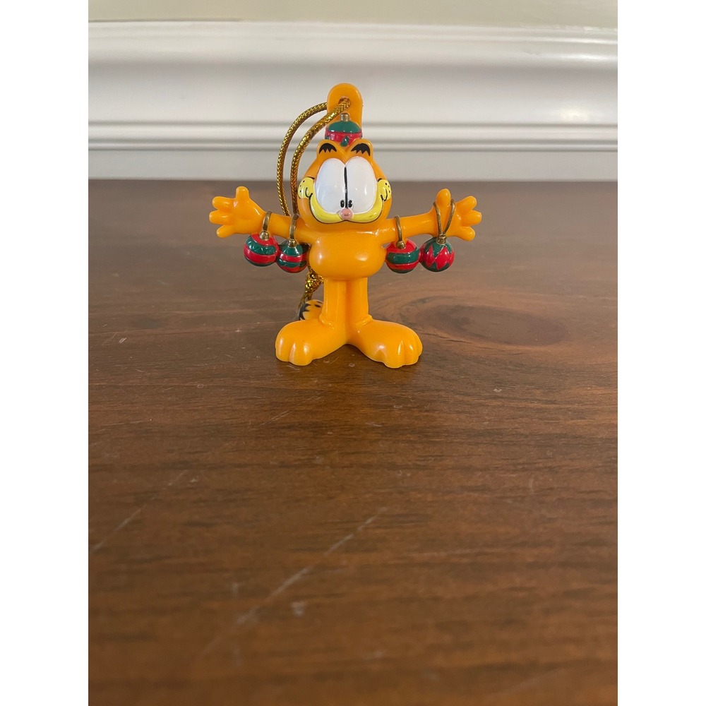 Vintage Garfield Christmas Ornament PVC Figure Holding Ornaments Holiday Decor